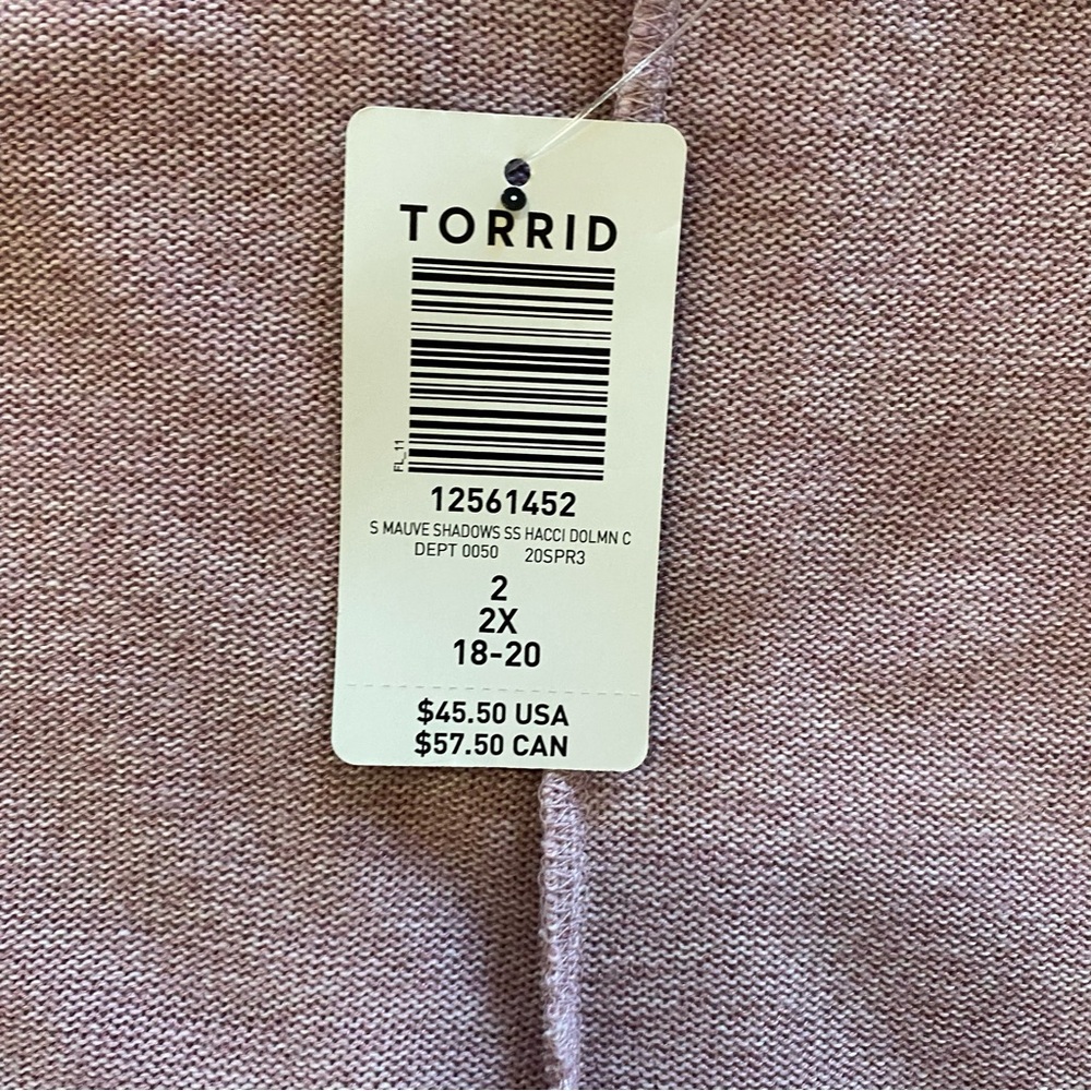 Torrid SZ 2-18/20 Mauve Purple Open-Front Dolman Sleeve Cardigan - Picture 4 of 14